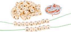 Wooden letters cubes for threading