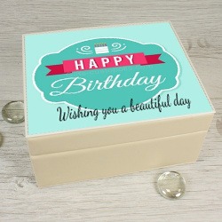 Jewellery box with adult birthday label to personalise
