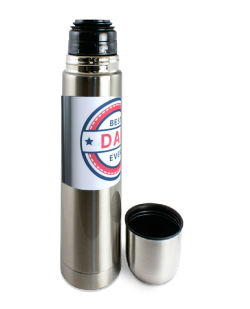 Insulated bottle with Father's Day label