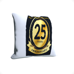 Square cushion with black and gold number label