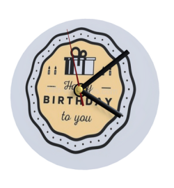 Klok met professioneel verjaardagslabel om te personaliseren