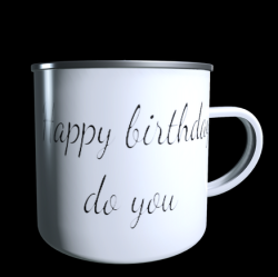 Antique mug with adult birthday number label to personalise