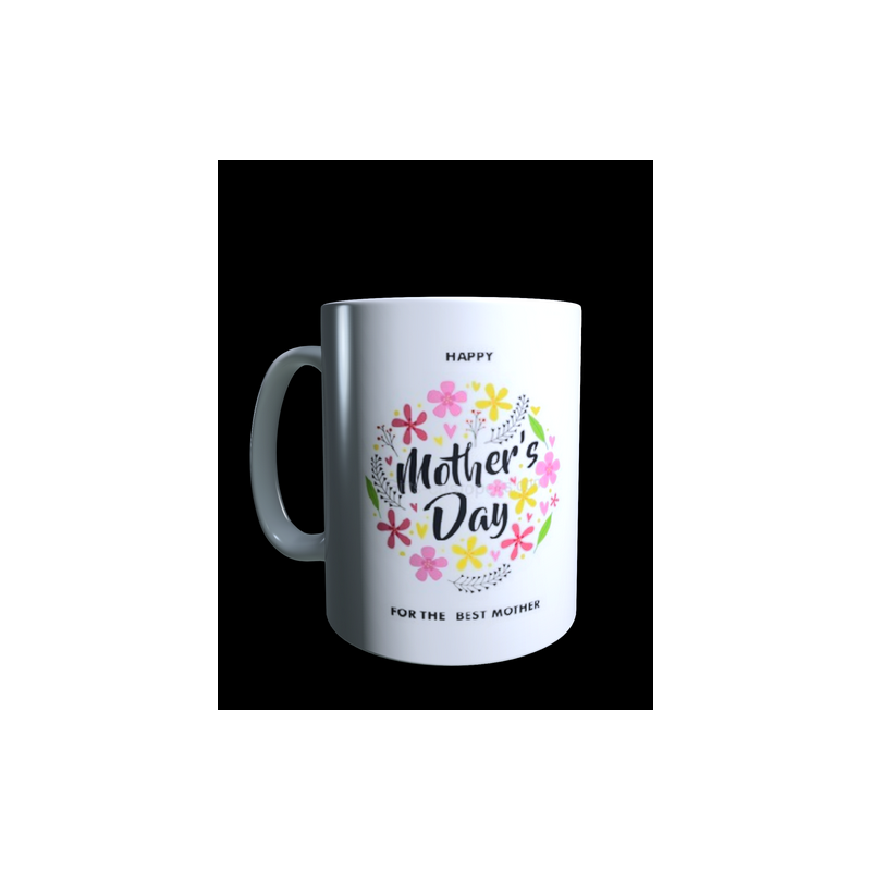 White mug with mother's day label to personalise