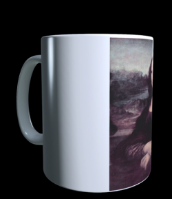 White mug with artwork