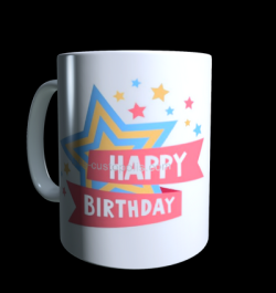 Mug couleur avec label anniversaire enfants pour personnaliser