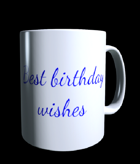 Coloured mug with adult birthday label to personalise