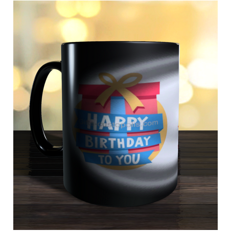 Magic mug with child's birthday label to personalise