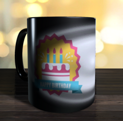 Magic mug with adult birthday label to personalise