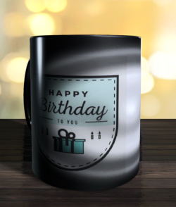 Magic mug with professional birthday label to personalise