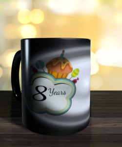 Magic mug with birthday number label for kids to personalise