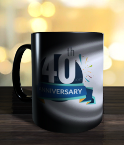 Magic mug with adult birthday number label to personalise