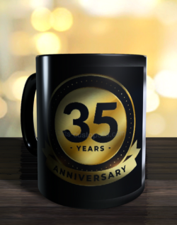 Magic mug with birthday number label to personalise