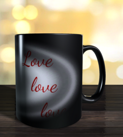 Magic mug with Valentine's Day label to personalise