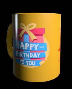 Gold mug with children's birthday label to personalise