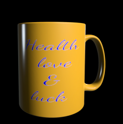 Gold mug with adult birthday label to personalise