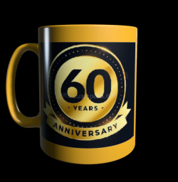 Mug or avec label chiffre anniversaire pour personnaliser
