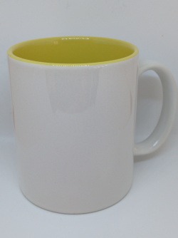 Coloured mug with professional birthday label to personalise